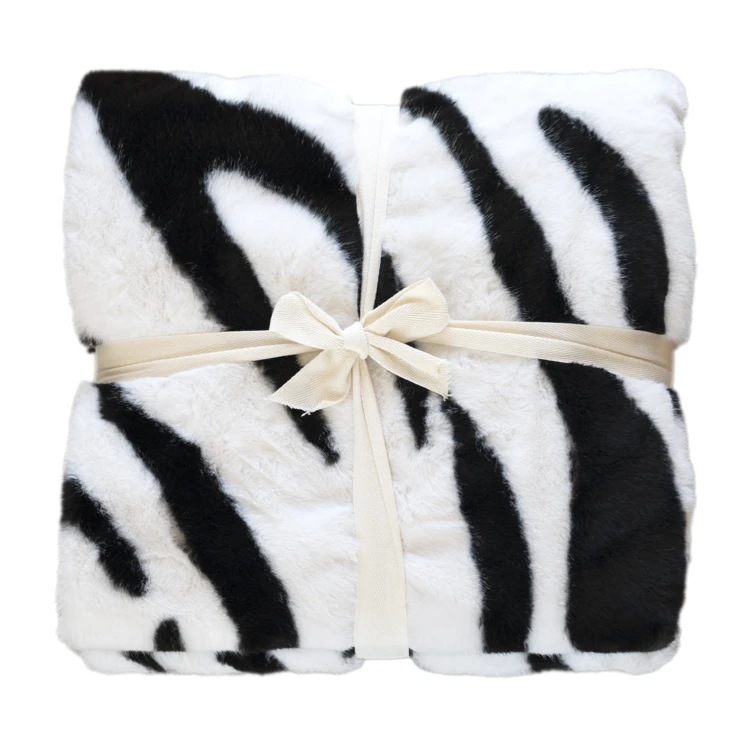 Plaid doux à motif zèbre avec dos en velours
