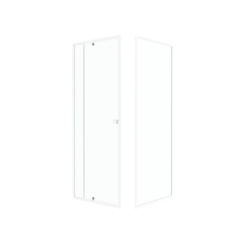 Porte de douche pivotante en verre trempé avec paroi de retour