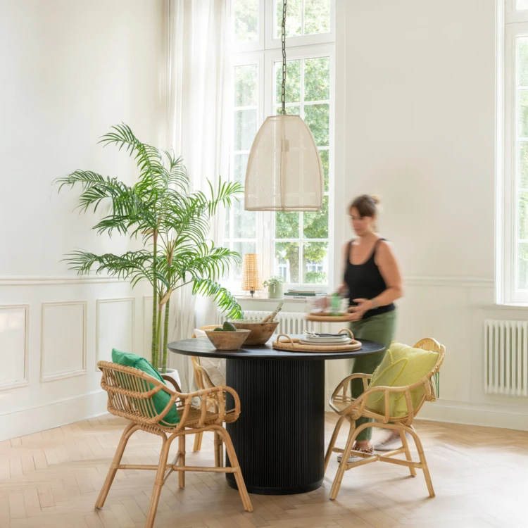 Suspension cloche en lin et fer