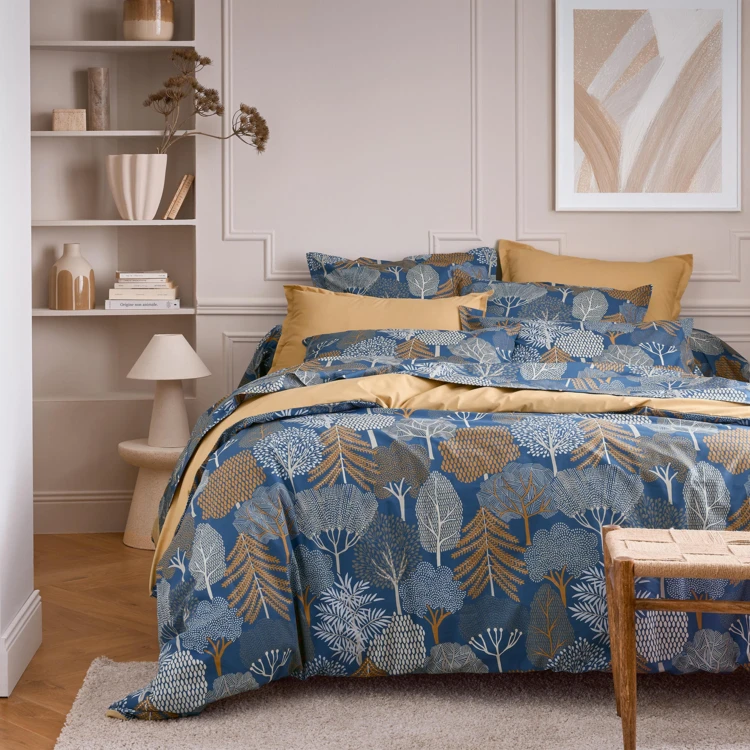 Housse de couette 100% percale de coton 80 fils forêt