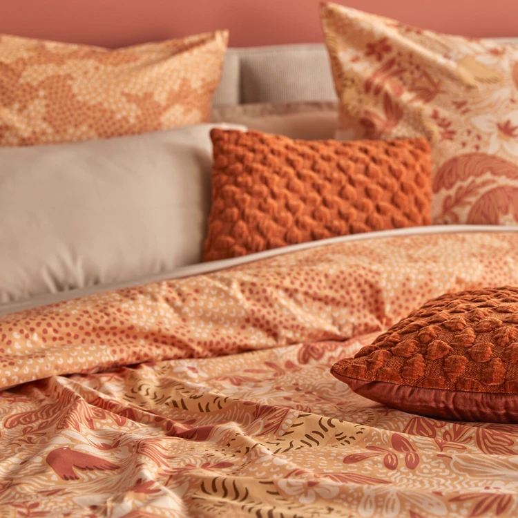 Conjunto de cama de 3 peças reversível com padrão vegetal