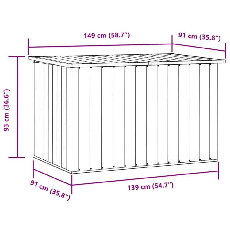 Coffre de rangement de jardin en acier galvanisé