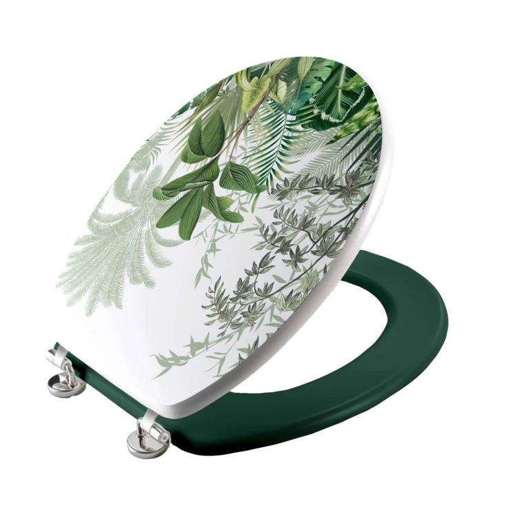 Abattant WC  imprimé tropical avec charnières métal