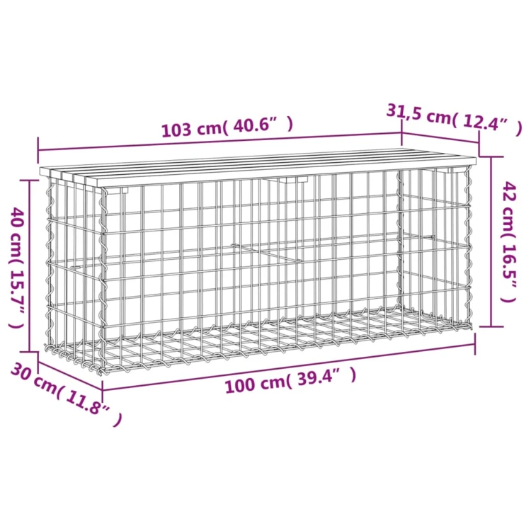 Banc de jardin gabion
