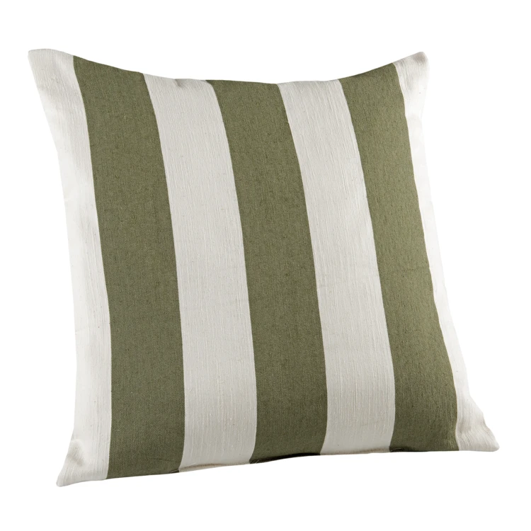 Coussin décoratif à rayures bicolores au rendu satiné