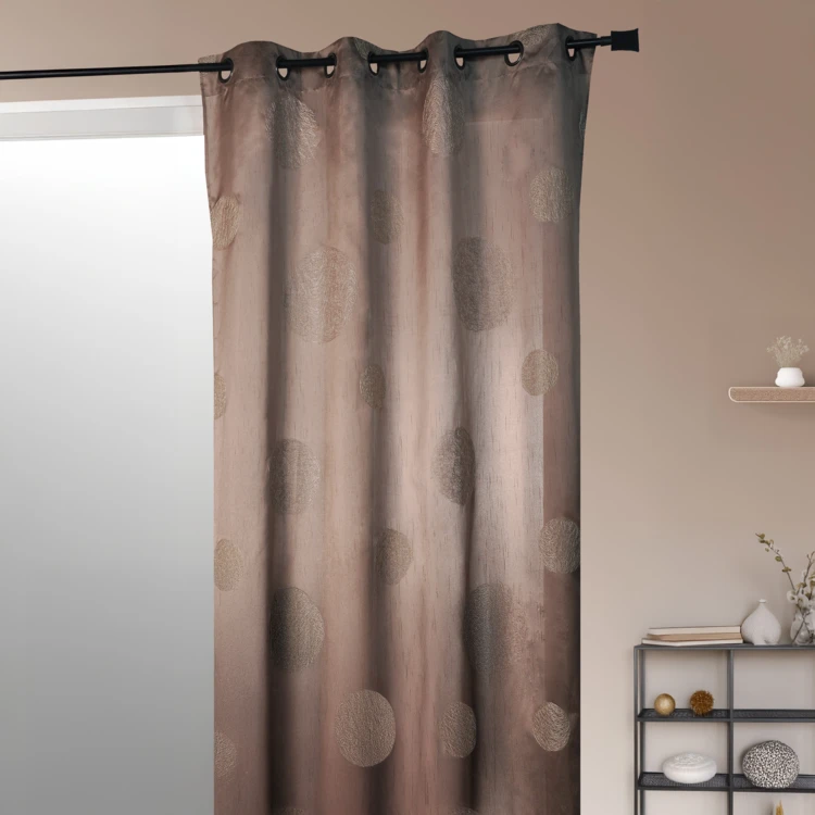 Cortina Topo Shantung Bordada 'Círculos Mezclados'