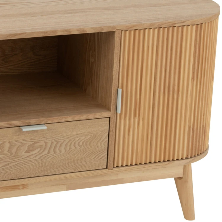 Mueble de almacenamiento redondeado de madera