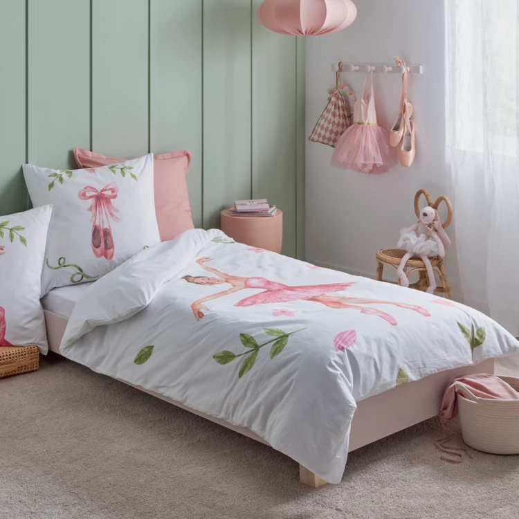 Housse de couette enfant percale de coton danseuse étoile