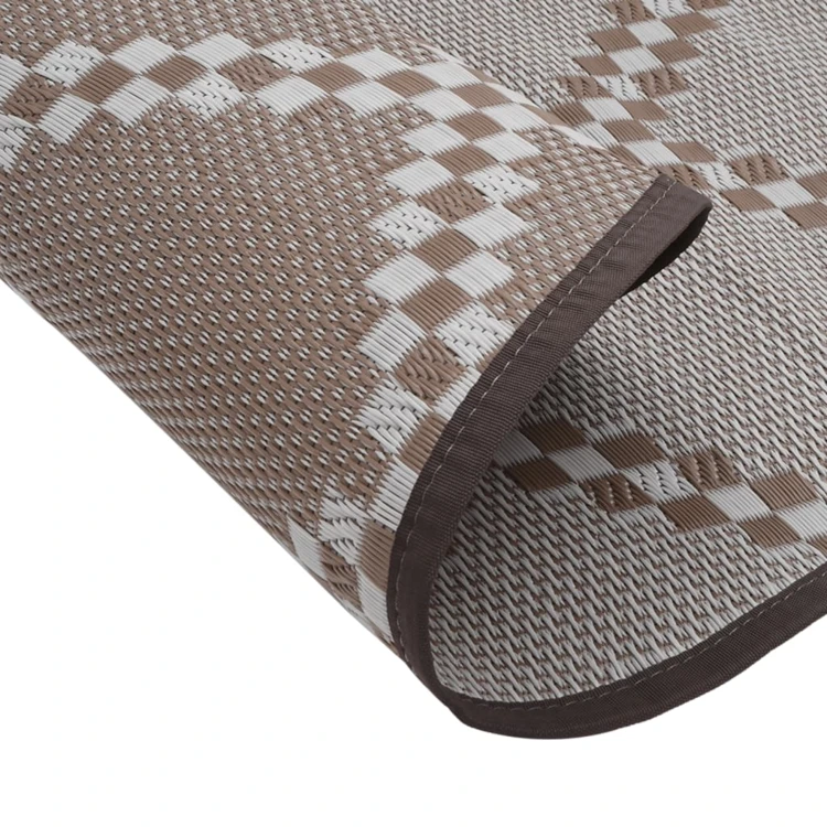 Tapis d’extérieur rond réversible motif graphique tissé