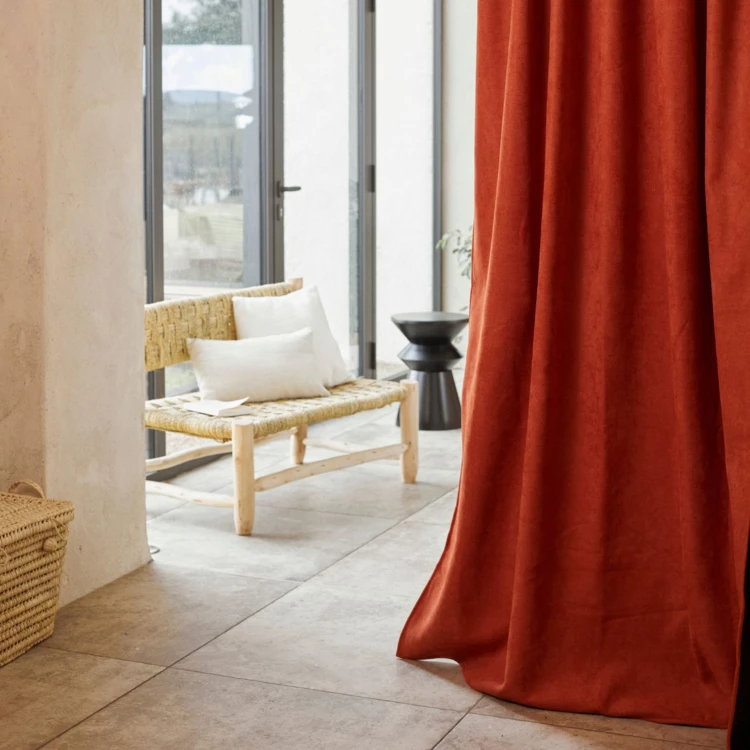 Rideau thermique phonique et semi occultant à galons fronceurs KONFOR