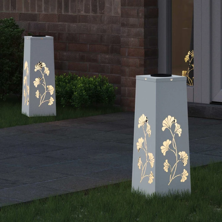 Lot de 2 lampes de chemin solaire LED extérieur végétal