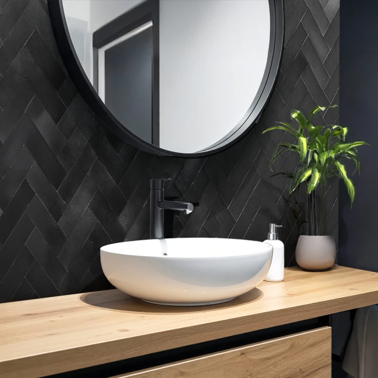 Crédence adhésive murale 3D effet chevron 4 pièces