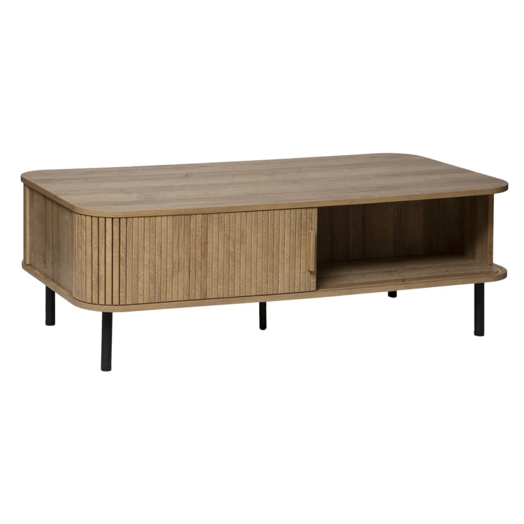Mesa de centro con puertas correderas acanaladas