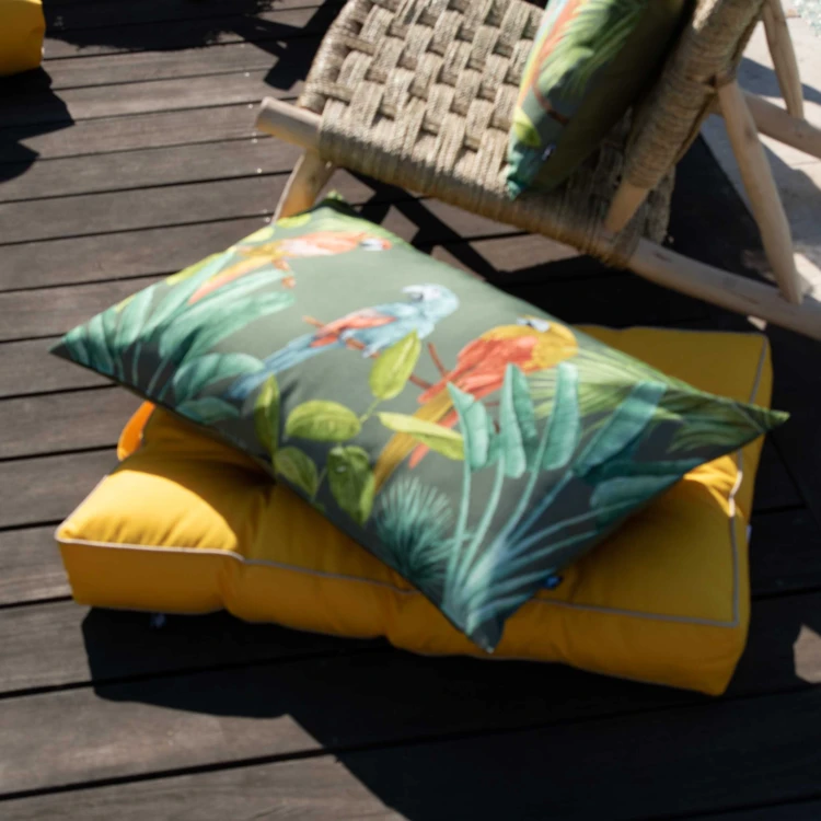 Outdoor-Kissen mit Papageien-Print