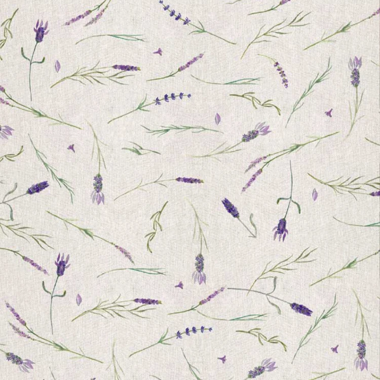 Nappe ronde en coton enduit anti-tache motif lavande