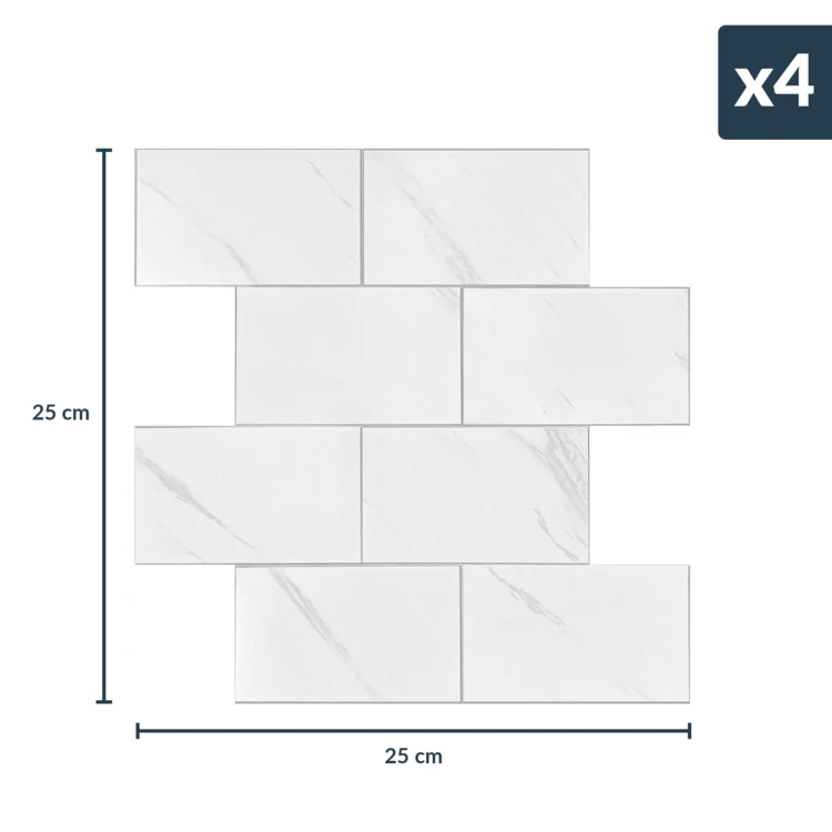 Zelfklevende 3D-wandpanelen met tegeleffect, 4 stuks