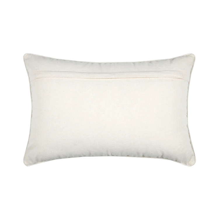Coussin rectangulaire en coton à feuillage brodé