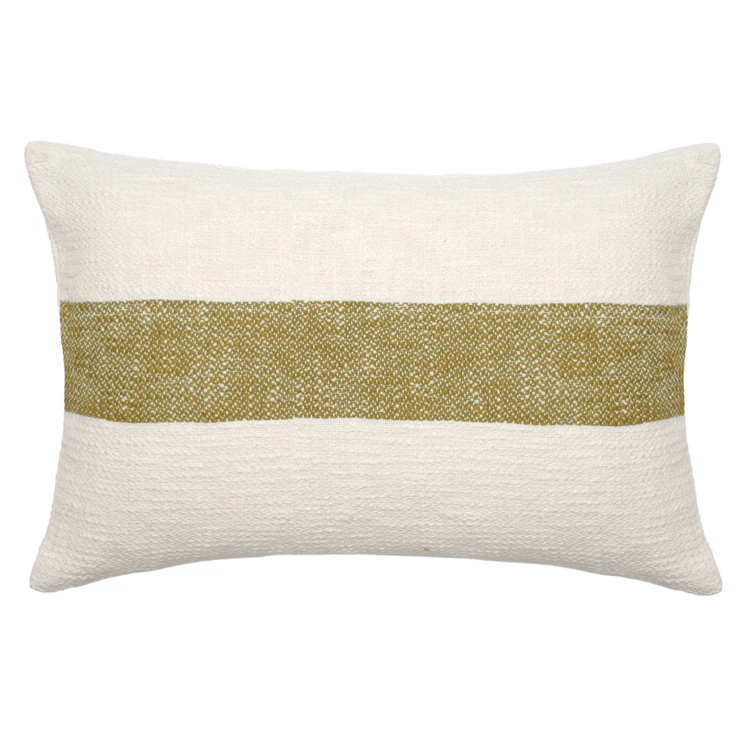 Housse de coussin rectangulaire en chambray à bande centrale