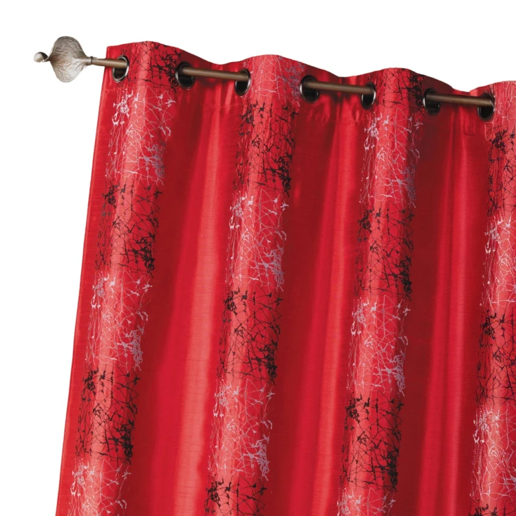 Rideau d'ameublement shantung brodé motif éthnique