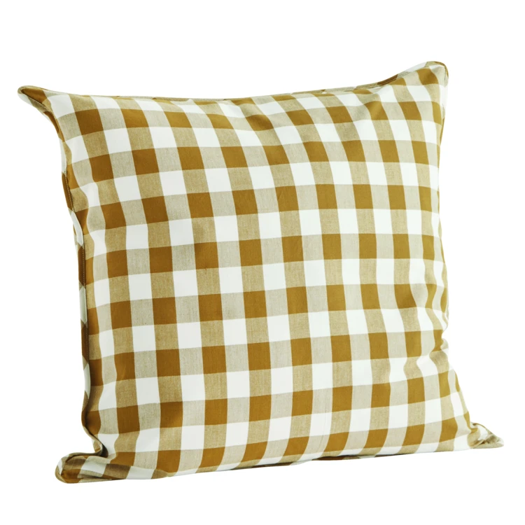 Housse de coussin en coton tissé à carreaux vichy