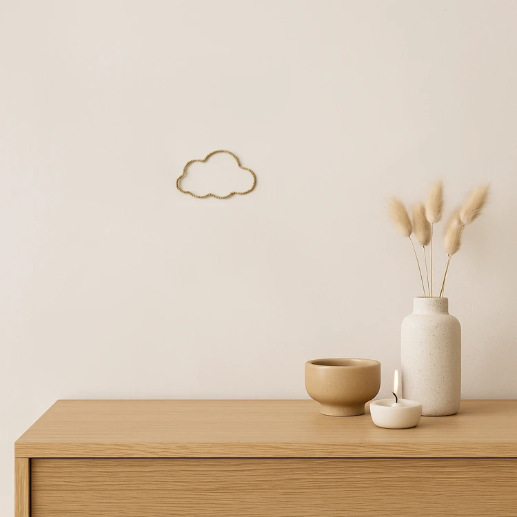 Déco murale nuage fil laiton torsadé