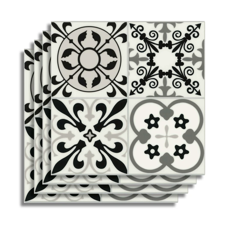 Zelfklevende 3D-wandpanelen met cementtegelmotief, 4 stuks