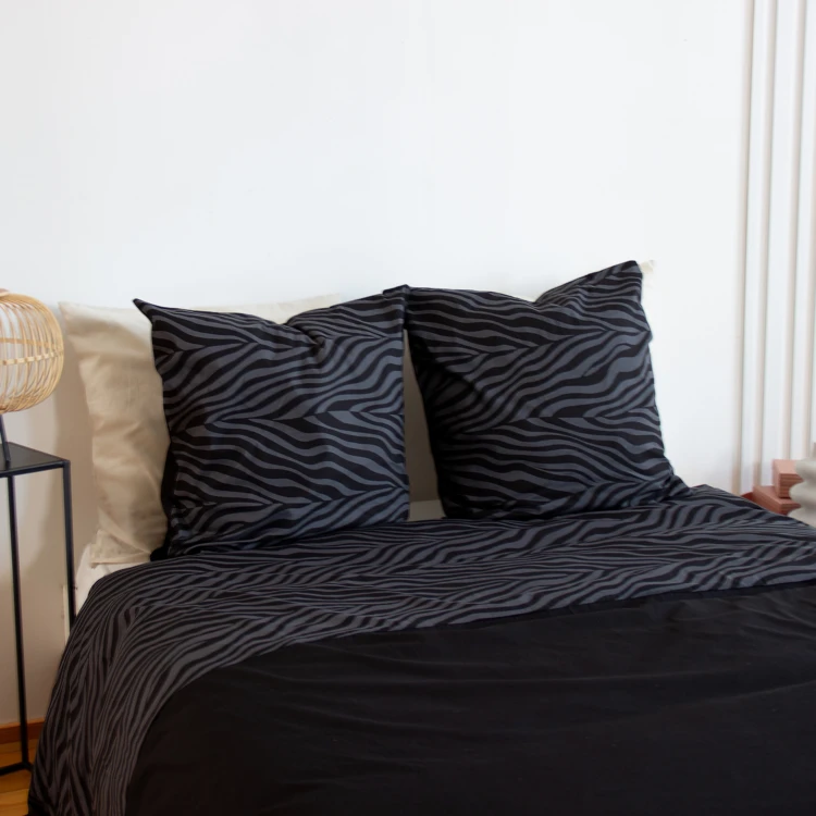 Parure de lit 3 pièces zèbre coton housse + taies