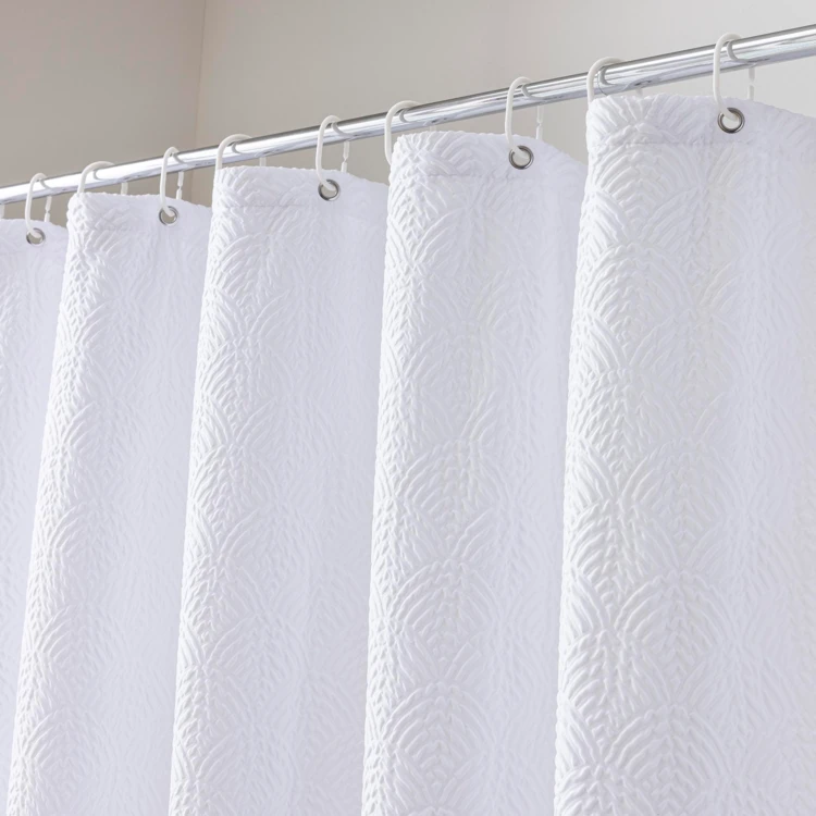 Rideau de douche gaufré en microfibre avec crochets