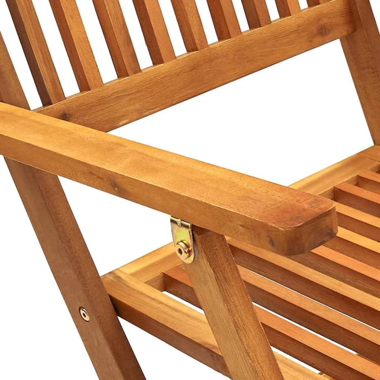 Lot de 4 chaises de jardin pliables en bois avec accoudoirs