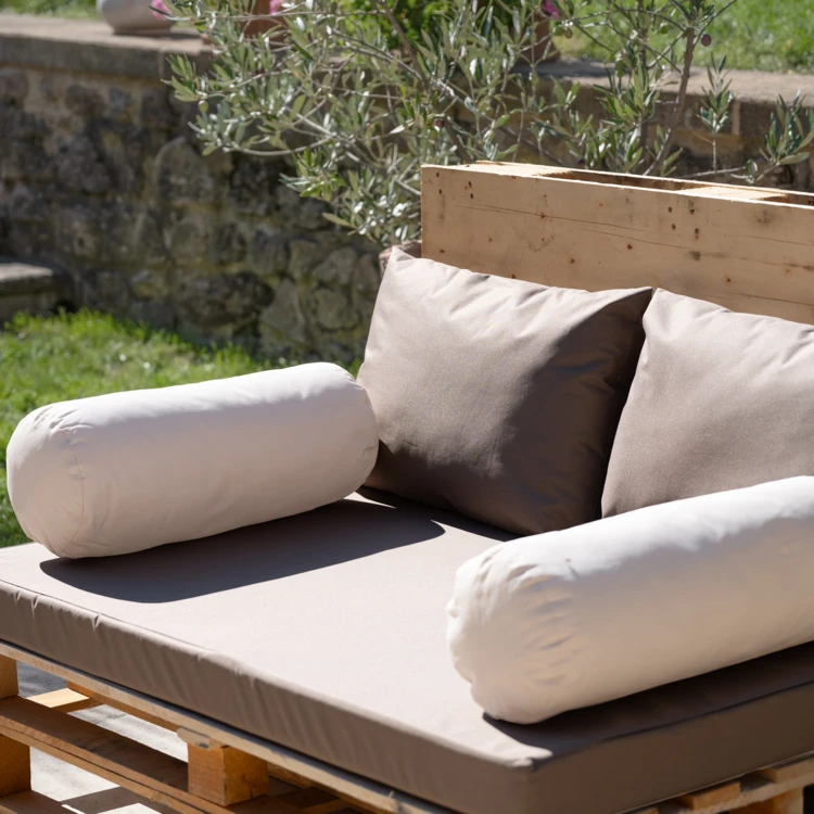 Traversin outdoor déhoussable en toile enduite imperméable