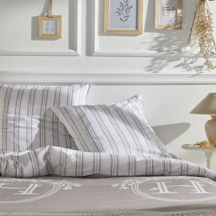 Parure de lit 3 pièces esprit home à rayures