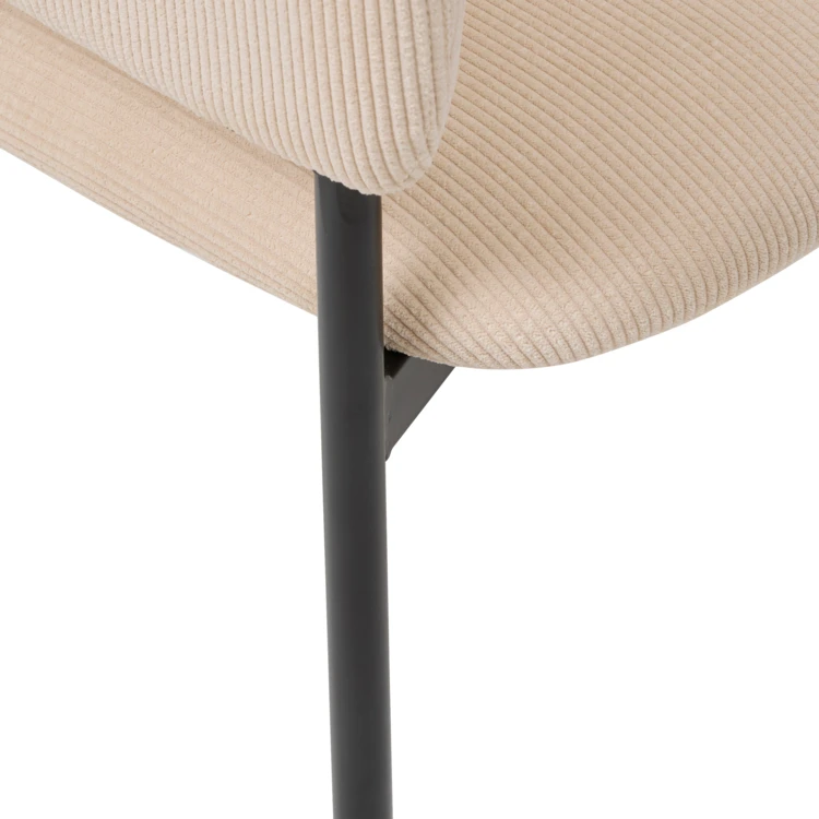 Sillón de comedor de pana con reposabrazos