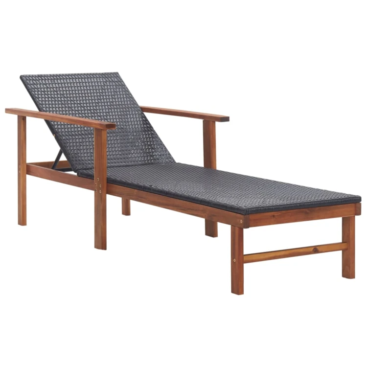 Chaise longue de jardin en bois résine tressée