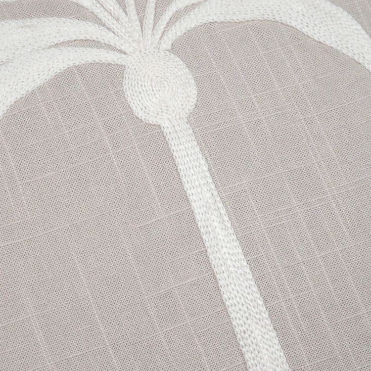 Coussin décoratif brodé motif palmier style tropical