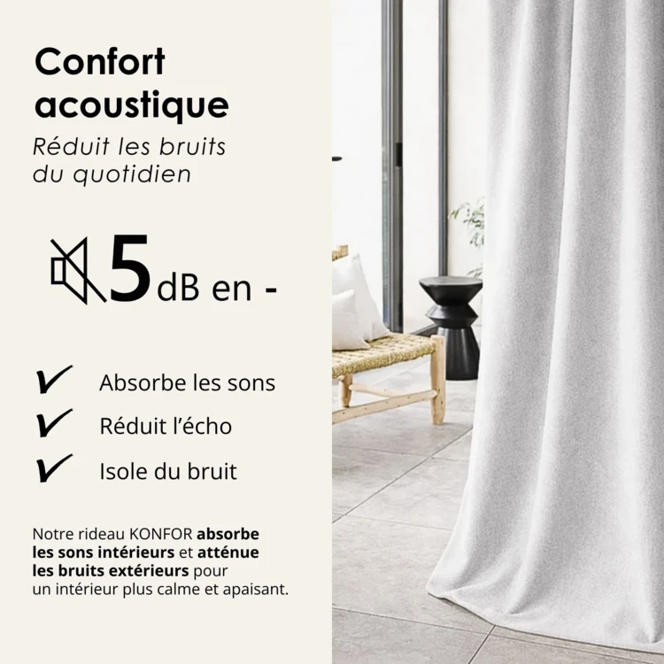 Rideau thermique phonique et semi occultant KONFOR