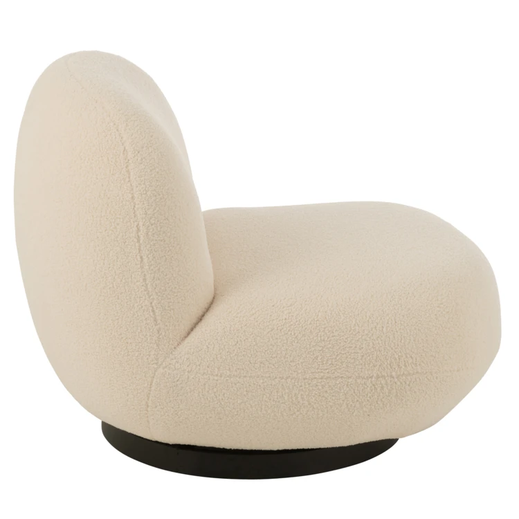 Fauteuil pivotant bois et mousse effet bouclette