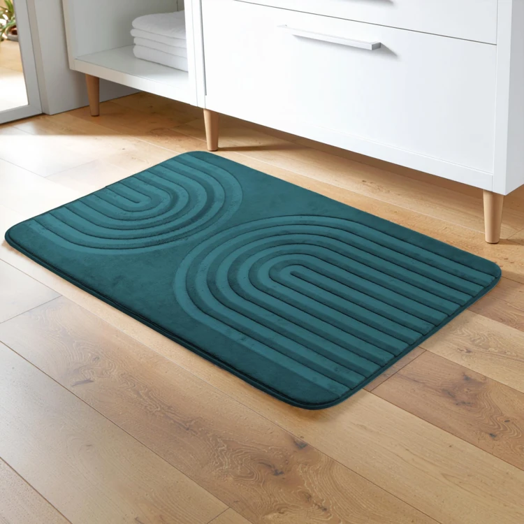 Tapis de bain antidérapant en microfibre à relief graphique