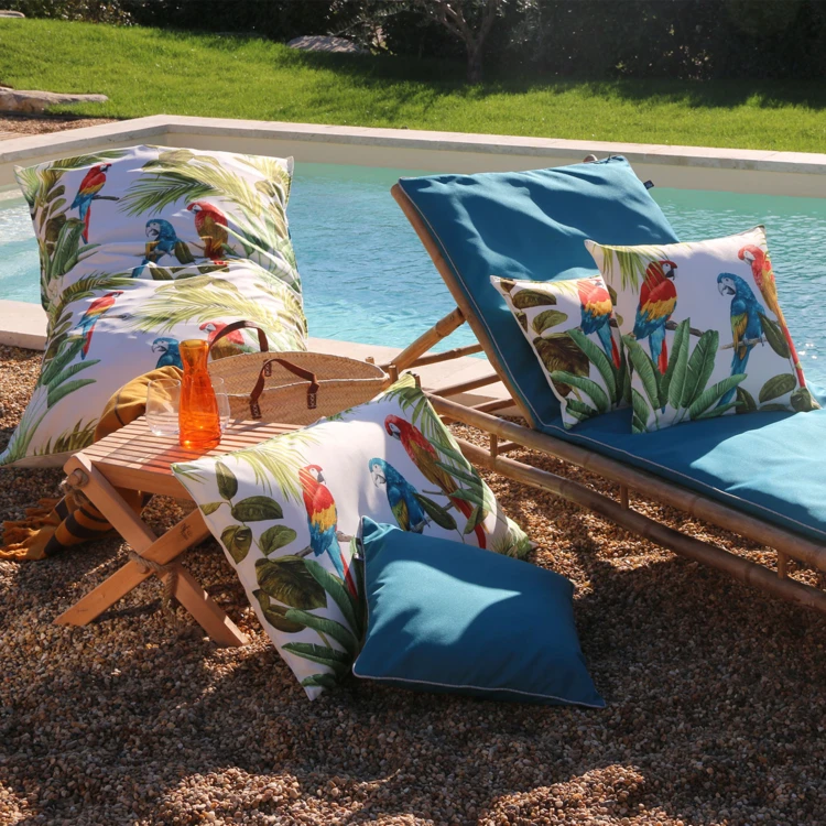 Coussin outdoor à motif perroquet