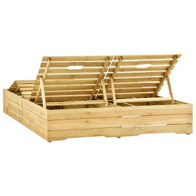 Chaise longue double extérieur en pin