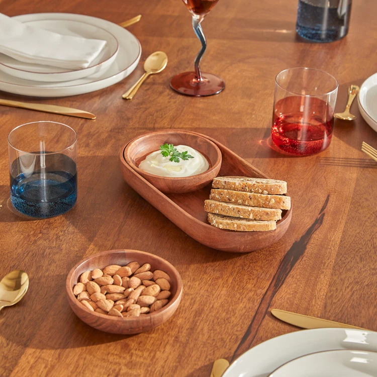 Set de 3 coupelles apéritif en bois d’acacia