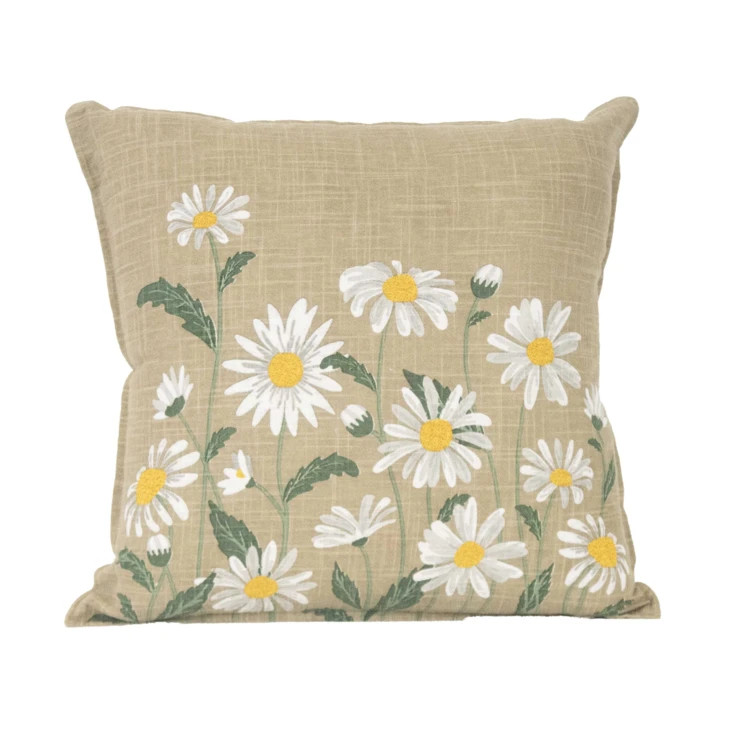 Coussin décoratif en coton motif marguerite