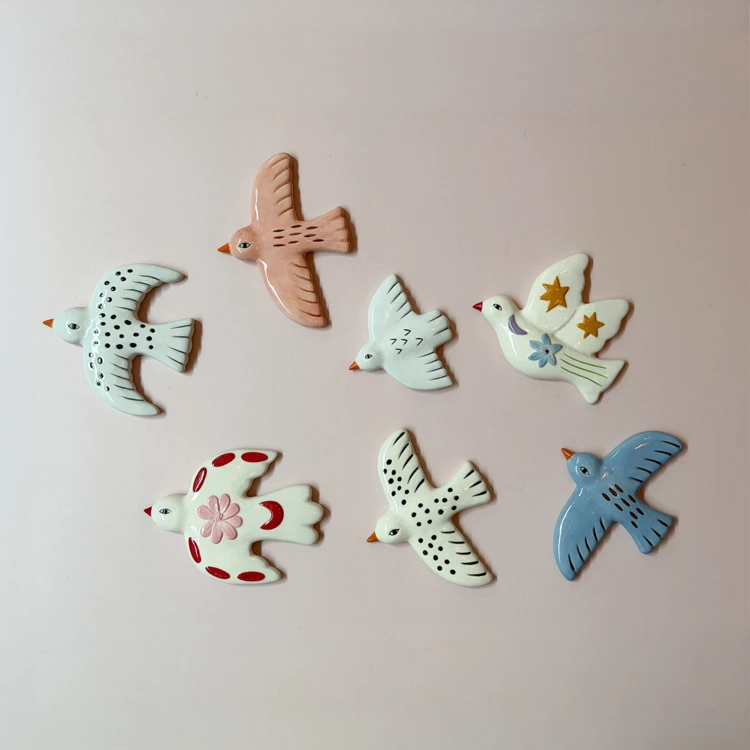 Decoração de parede pássaro padrão estrela em cerâmica
