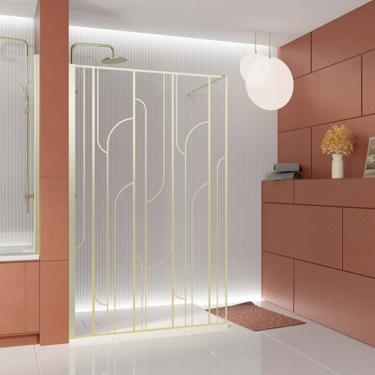 Paroi de douche à l’italienne en verre trempé 6 mm Art déco