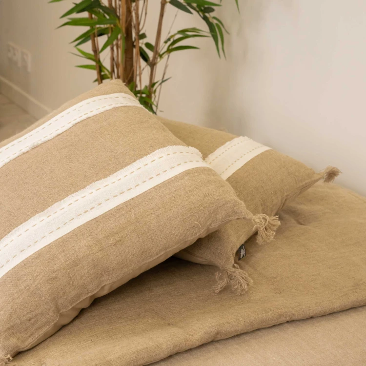 Coussin en lin et coton déhoussable