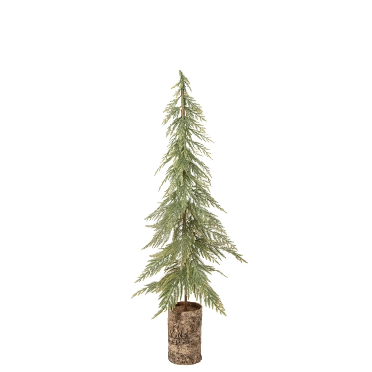 Sapin de Noël enneigé avec socle en bois