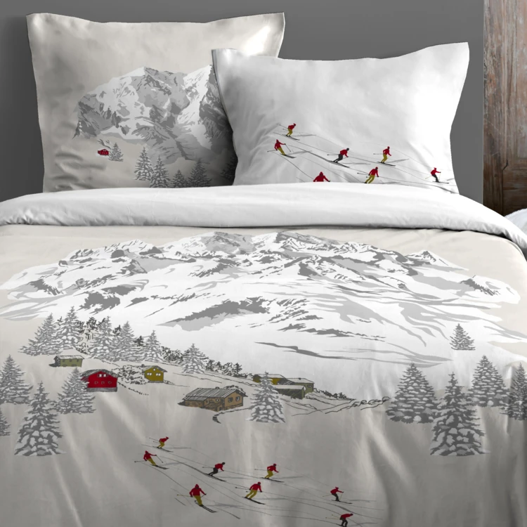 Parure de lit 3 pièces ambiance montagne en coton