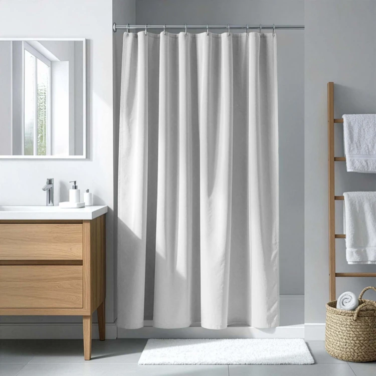Cortina de duche simples com ganchos