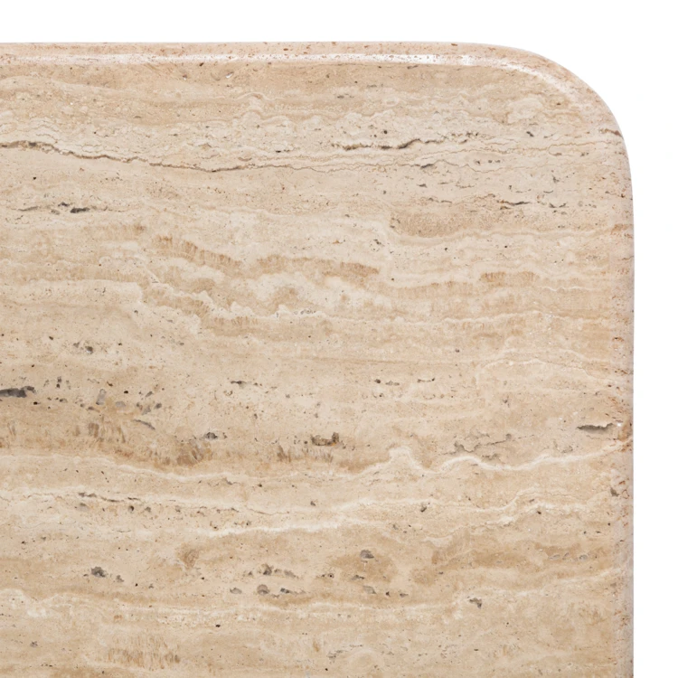 Mesa de centro de travertino con tapa rectangular