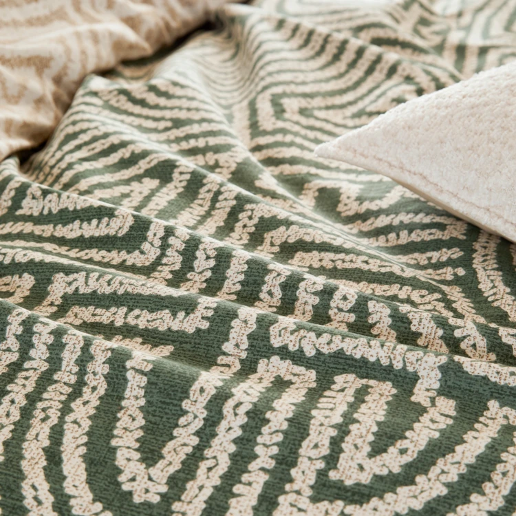 Juego de cama reversible de algodón con estampado laberinto