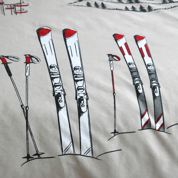 Juego de cama con diseño de esquí y montaña